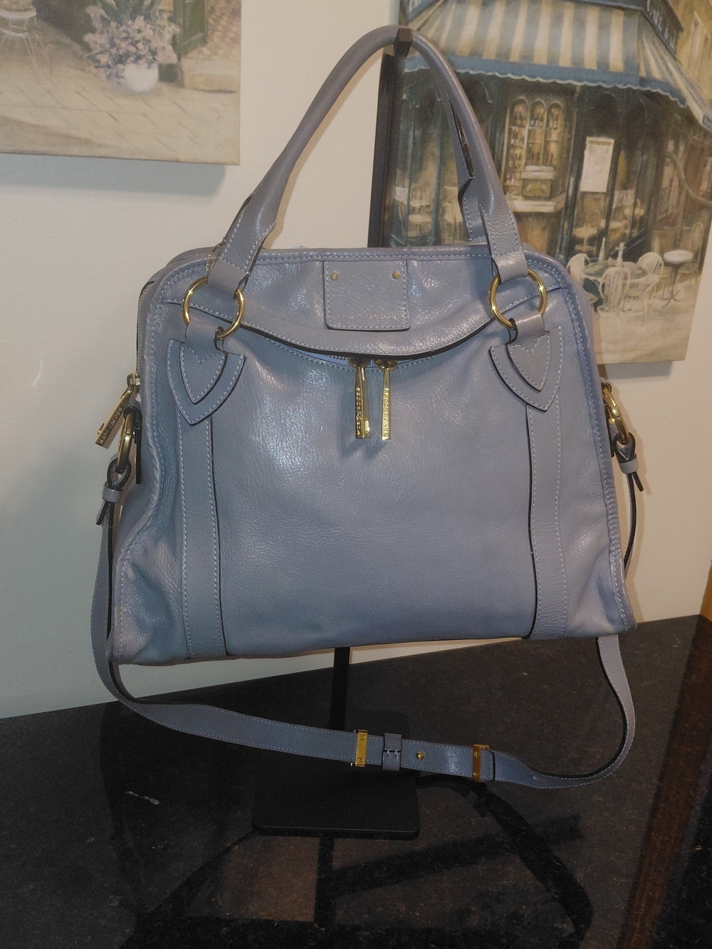 Marc Jacobs Blue Leather Wellington Fulton Satchel Shoulder Crossbody Bag! GUC!